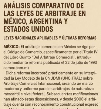 Análisis Comparativo de las Leyes de Arbitraje en México, Argentina y Estados Unidos
