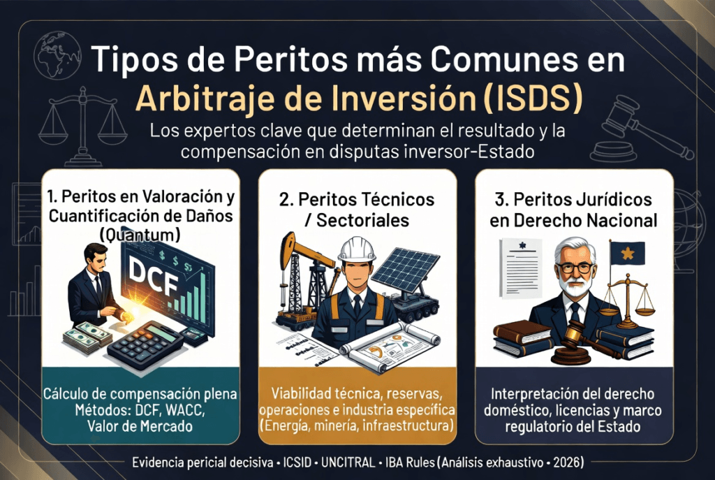 Tipos de peritajes - peritos más comunes en el arbitraje de inversión (ISDS / inversor-Estado)